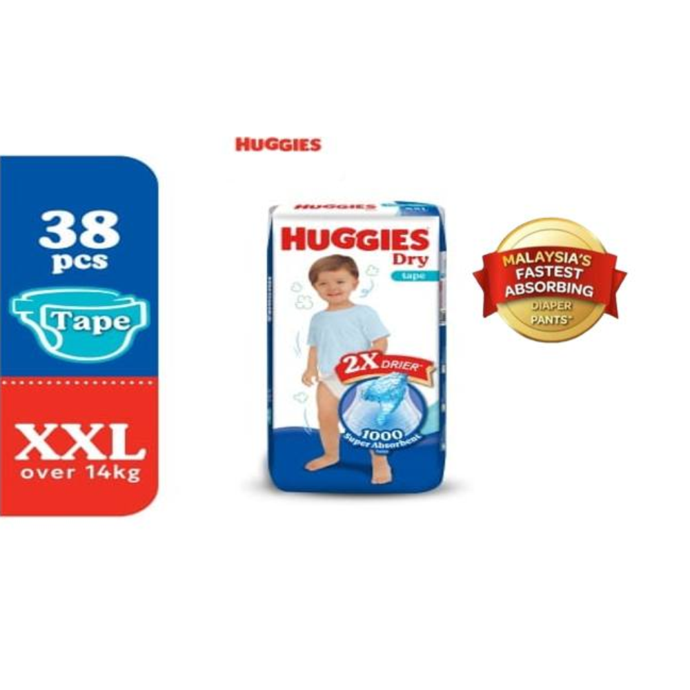 Huggies Dry Belt Baby Diapers XXL Size Upto 14kg 38Pcs
