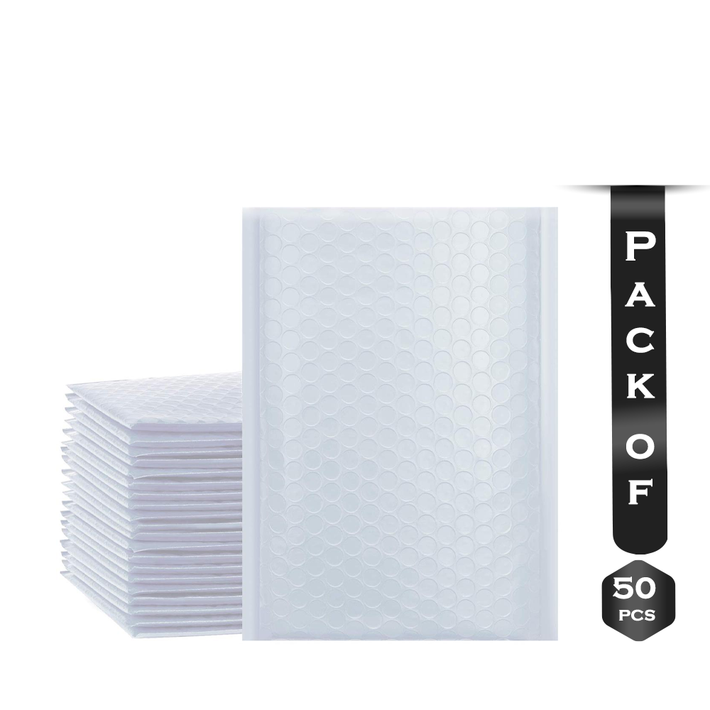 Pack of 50pcs Self Adhesive Bubble Wrap Mailing Poly - 8*12 inch - White - SA000CRFT104
