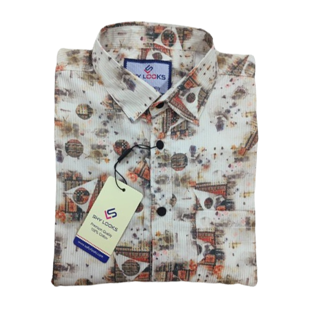 China Cotton Printed Full Sleeve Shirt For Men - Multicolor - OP361