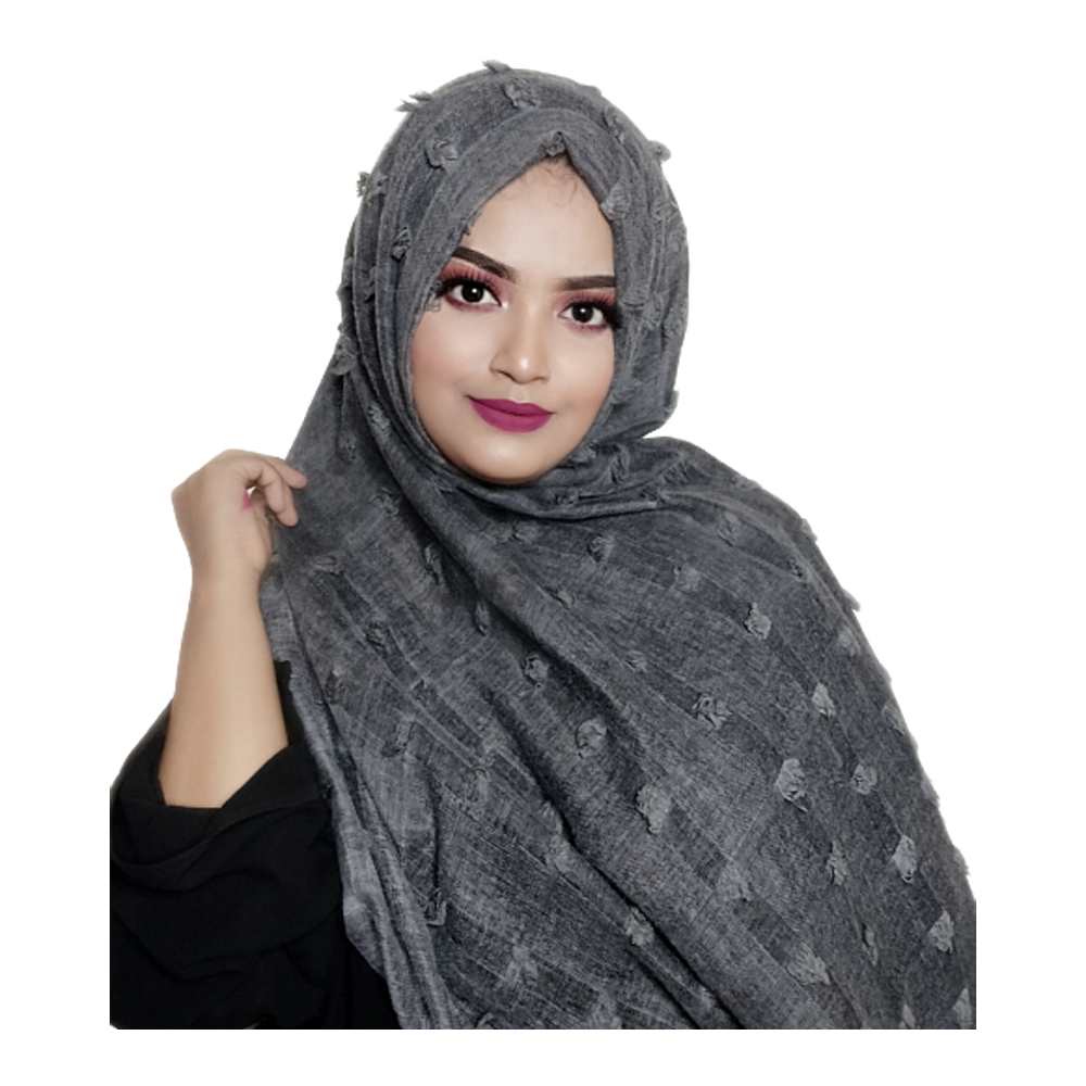 Soft Cotton Comfort Dotted Hijab For Women - Black