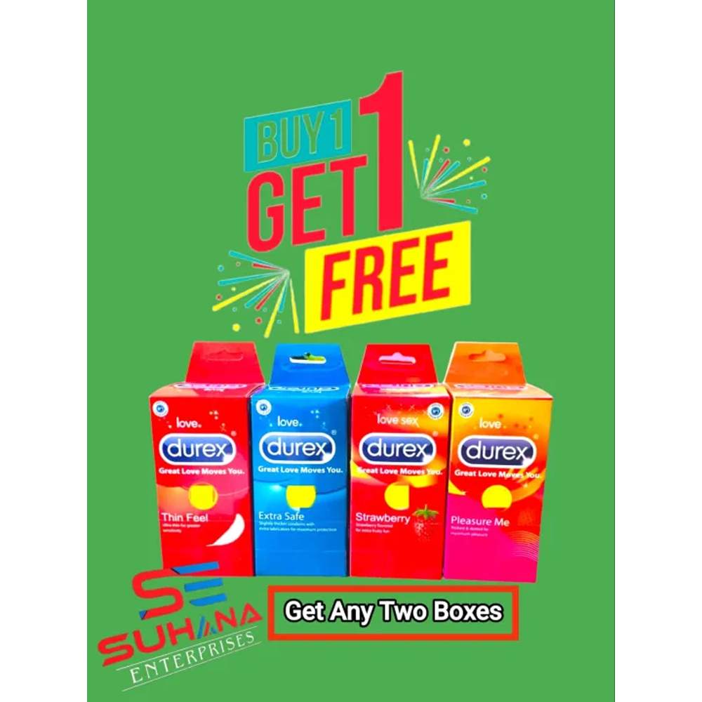 Pack Of 36 Pcs DUREX Ribbed and Dotted Condom for Maximum Pleasure - Buy 1 Get 1 Free 