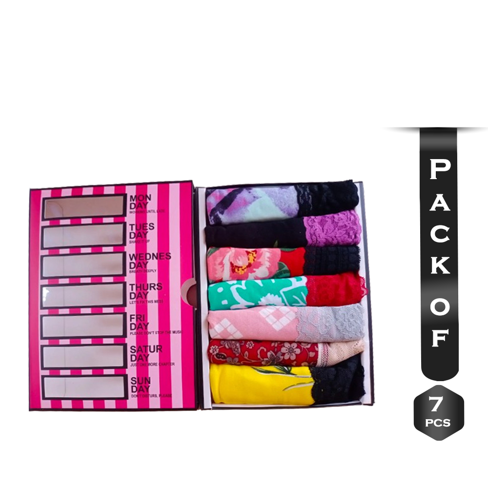 Pack Of 7Pcs Cotton Spandex Panty For Women - Multicolor