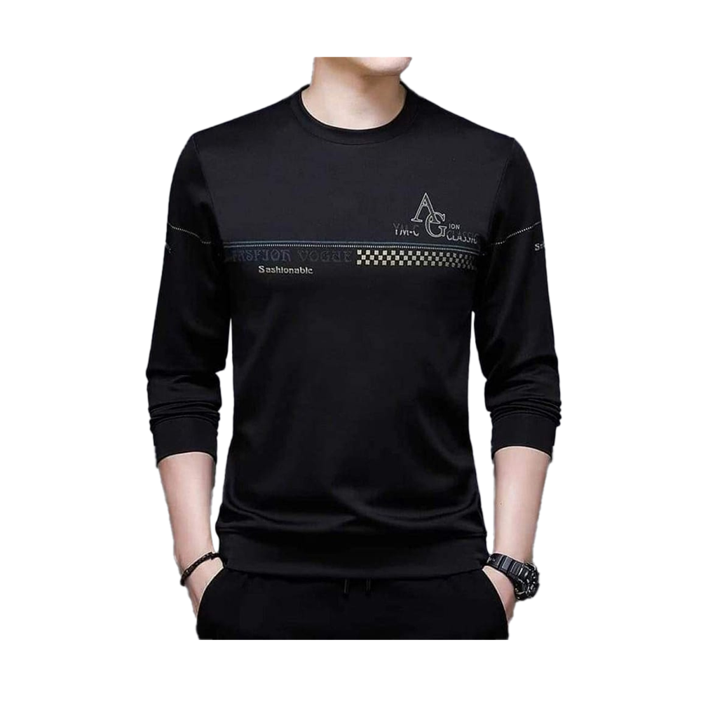 Full Sleeve Casual T Shirt For Men - TSH-22 - Black