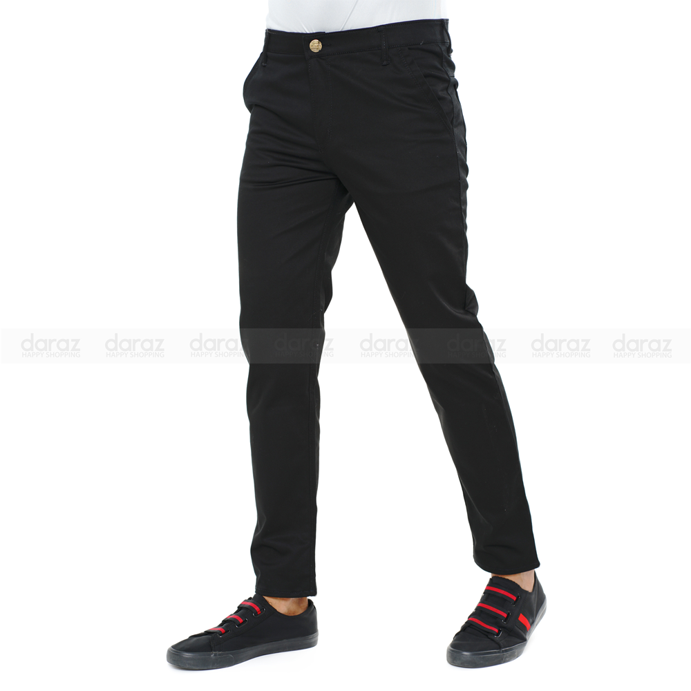 Twill Cotton Pant For Men - Black - 08