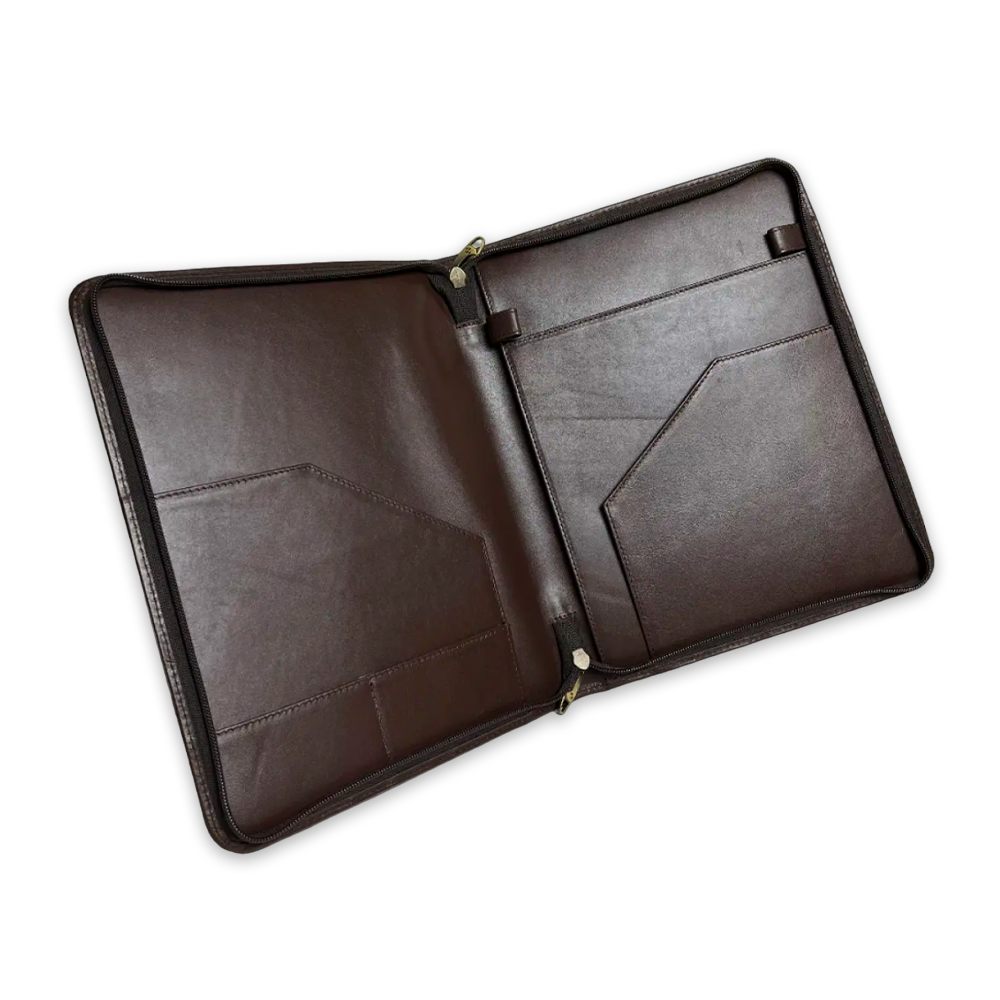 Leather A4 Size File Organizer and File Bag - Chocolate - AL0080