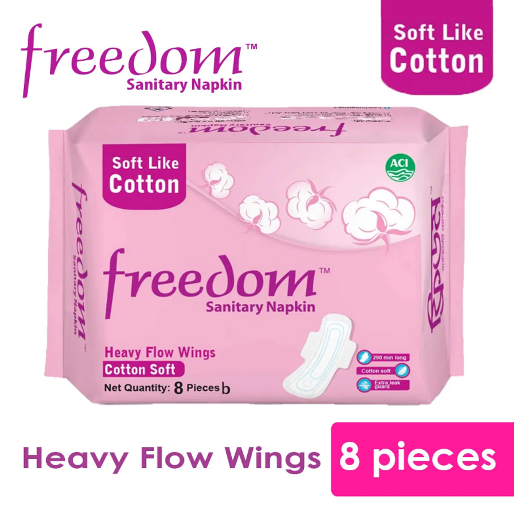 Freedom Sanitary Napkin Heavy Flow Cotton - 8 pads - HPAZ