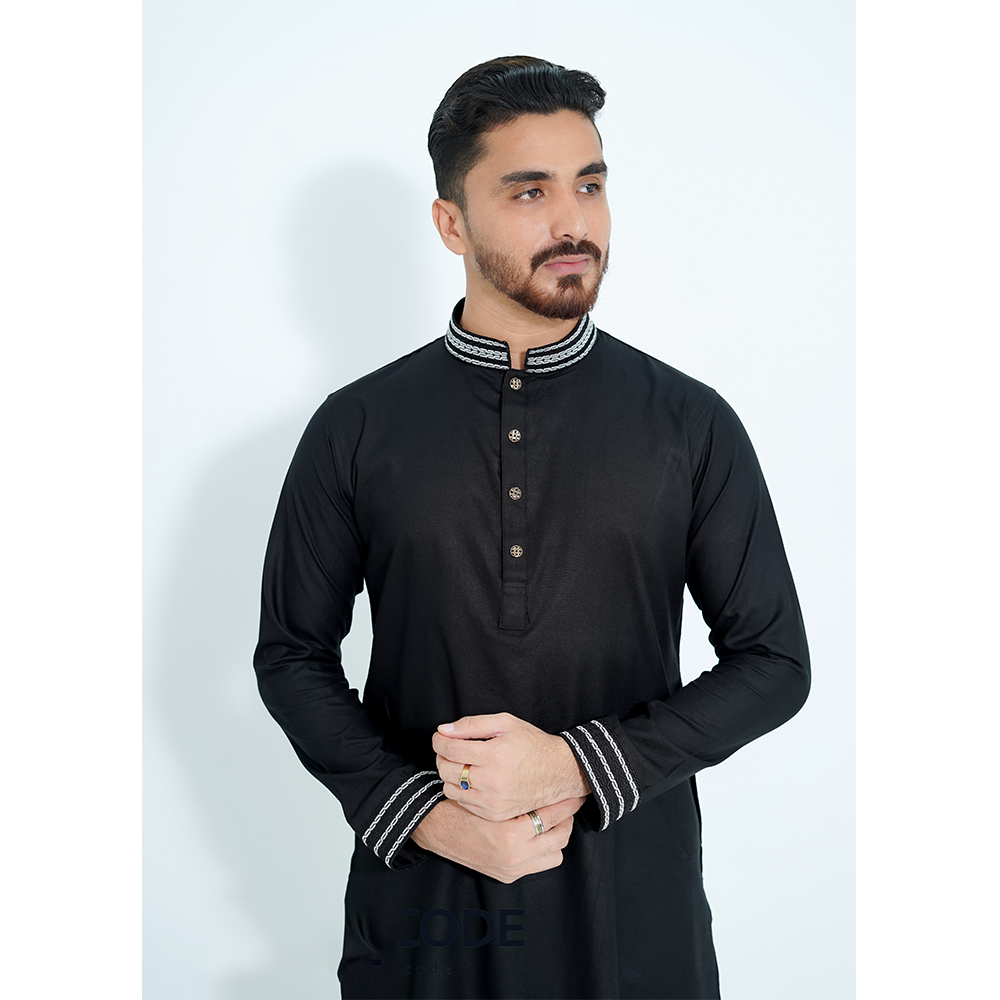 Premium Panjabi For Men - Black - 2536