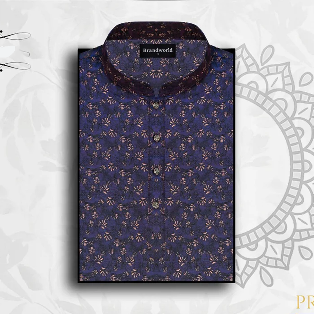 Premium Jacquard Panjabi For Men - Blue