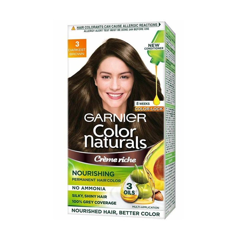 Garnier Color Naturals Nourishing Hair Color Cream - 30+35g - Darkest Brown