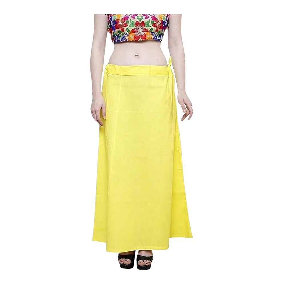 Cotton Saree Petticoat for Women - Light Yellow - XL