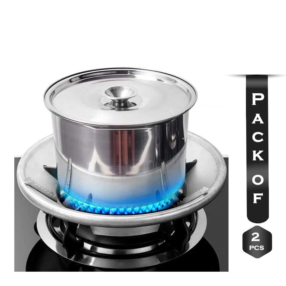 Pack of 2 Pcs Energy Saving Ring Natural Gas Stove Cover - Silver