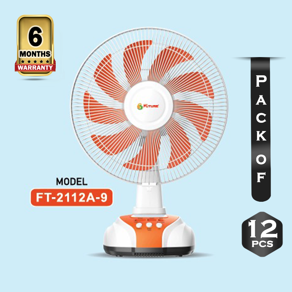 Future FT-2112A-9 Rechargeable Table Fan - 12 Inch - 12 Pcs