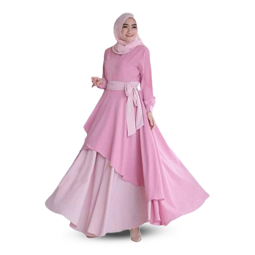 Dubai Cherry Borkha with Hijab - Pink - BK-46