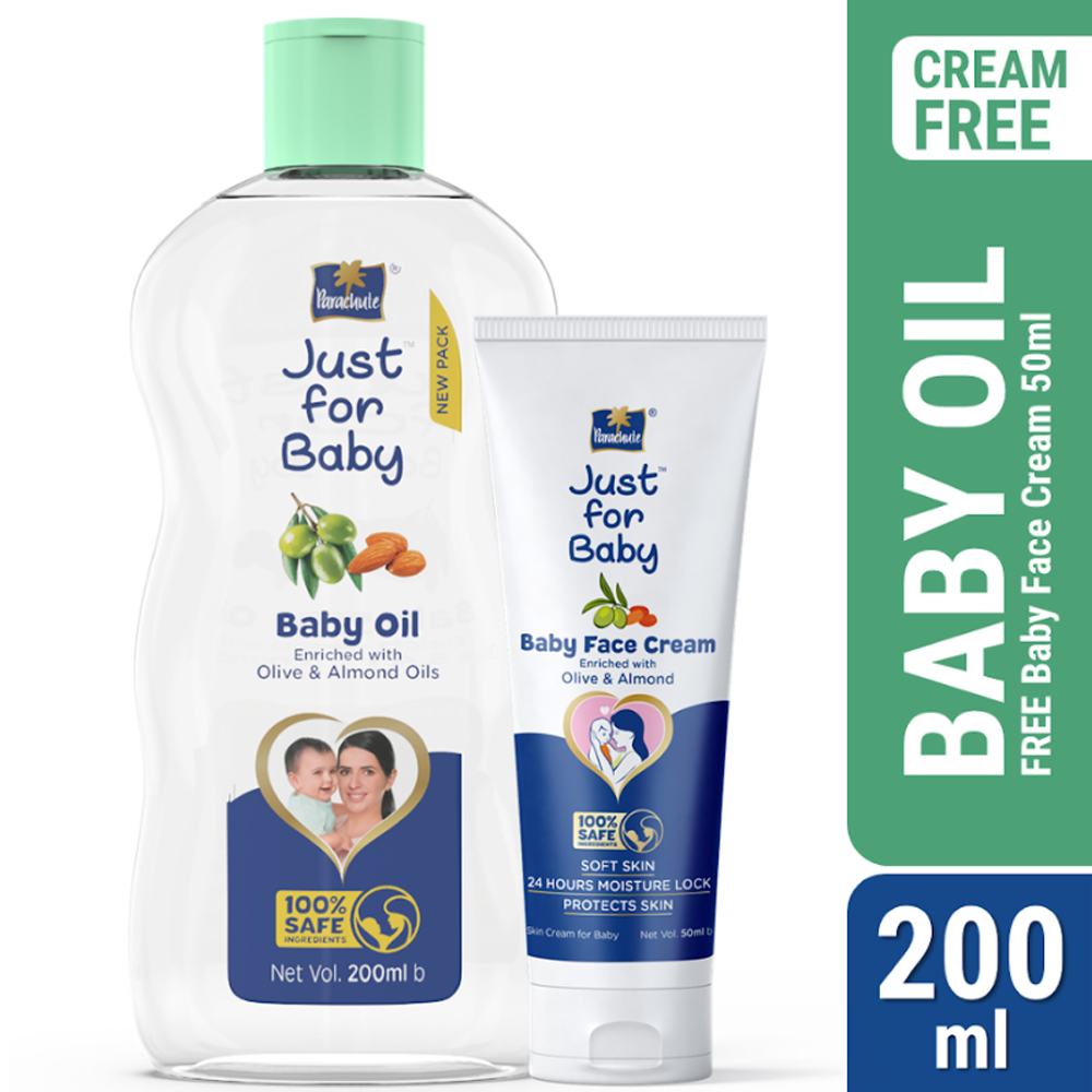 Parachute Just For Baby Oil - 200ml With Baby Face Cream - 50gm Free - EMB112