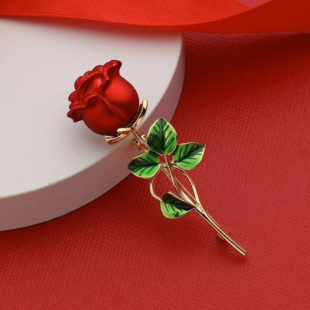 Metal Flower-02 Brooch Hijab Safety Pin For Girls And Women - Red 