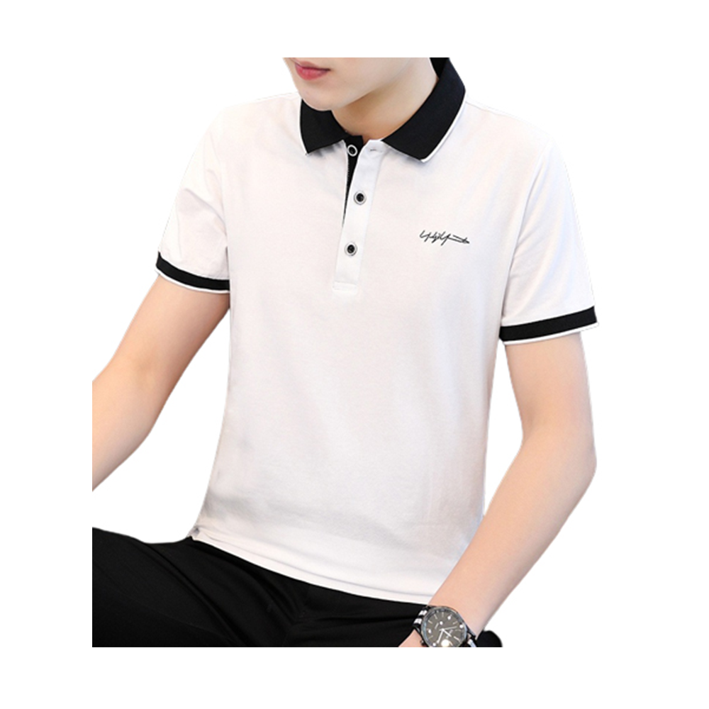 PK Cotton Half Sleeve Polo Shirt For Men White PT15