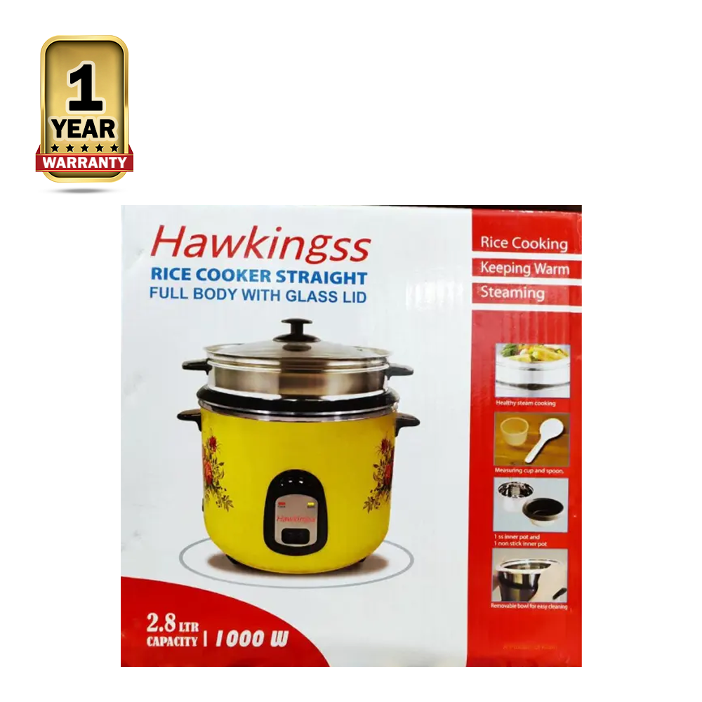 Kiam SFB-5704 Stainless Steel Non-Stick Double Pot Rice Cooker - 2.8 Liter - Yellow