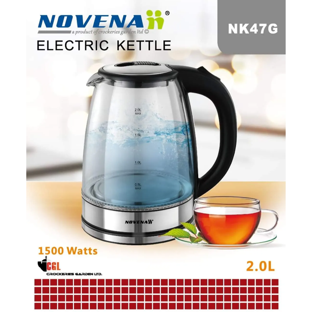 Novena NK47G Stainless Steel Electric Kettle - 2 Liter - Multicolor