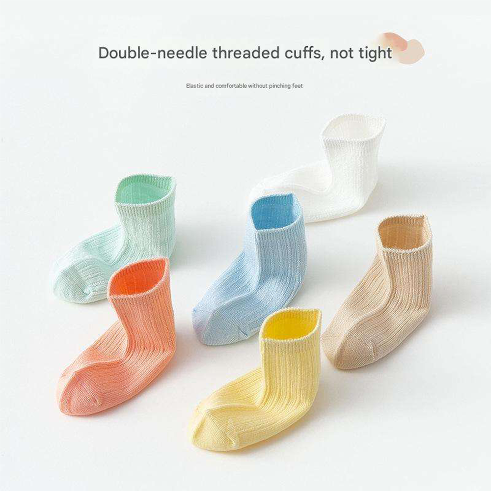 Solid Color Imported Baby Socks - 6 Pair Set