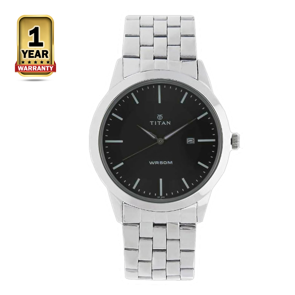 Titan B2828 Stainless Steel Analog Wrist Watch For Men - Silver and Black