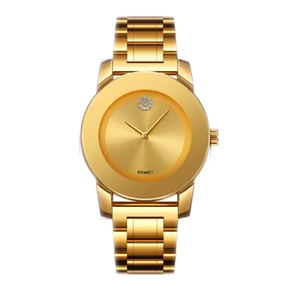 SKMEI 2176 Stainless Steel Quartz Wrist Watch for Men - Gold