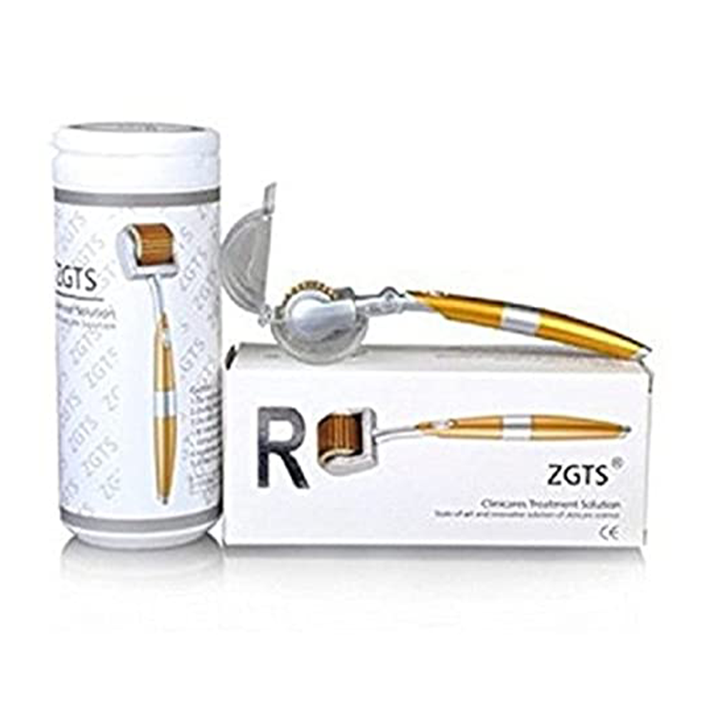 ZGTS Derma Roller With Titanium Alloy Needles - Golden And Silver