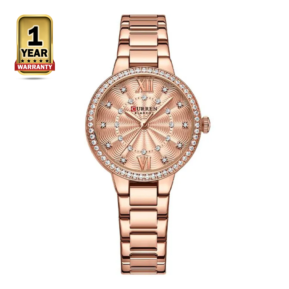 Curren 9085 Stainless Steel Analog Quartz Watch for Women - Rose Gold