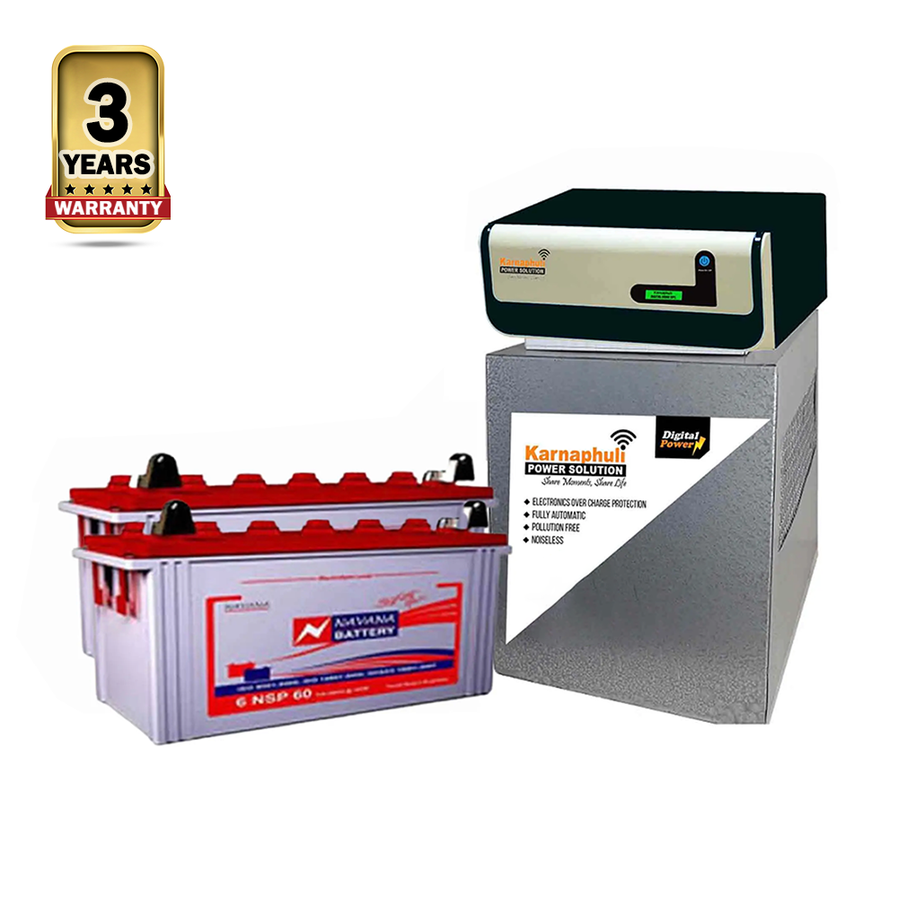 Karnaphuli Digital UPS IPS - 1500 VA - 1200 Watt - 24 Volt With Navana 2 x 130 ah Full Package