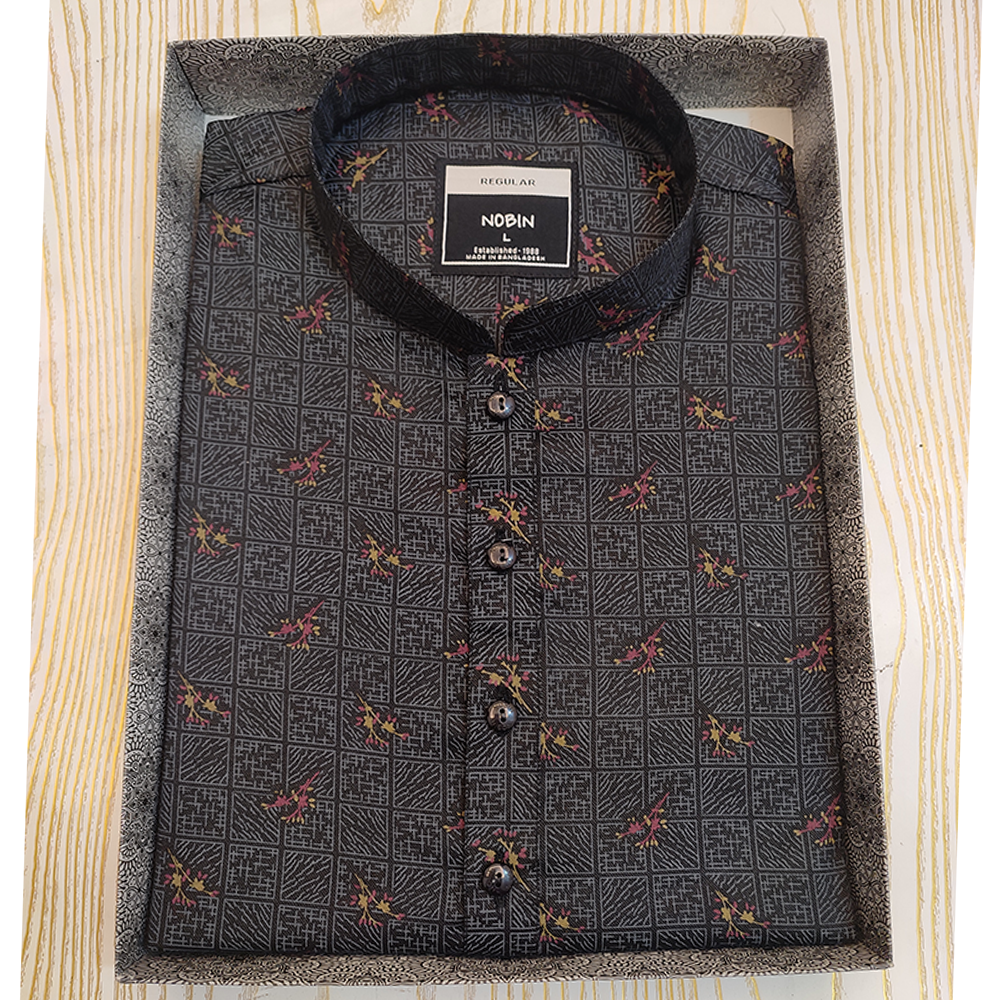 Nobin Cotton Casual Panjabi For Men - Deep Blue - F-221