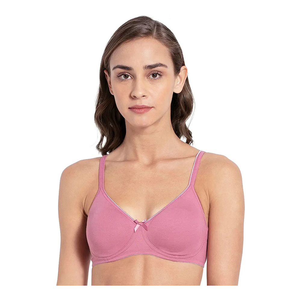 Super Combed Cotton Wirefree Non Padded Bra For Women - Purple