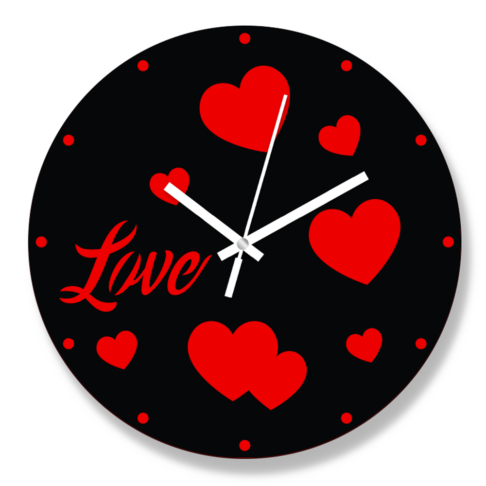 Love Sign Thematic MDF Wooden Wall Clock - Black - DCF-1037