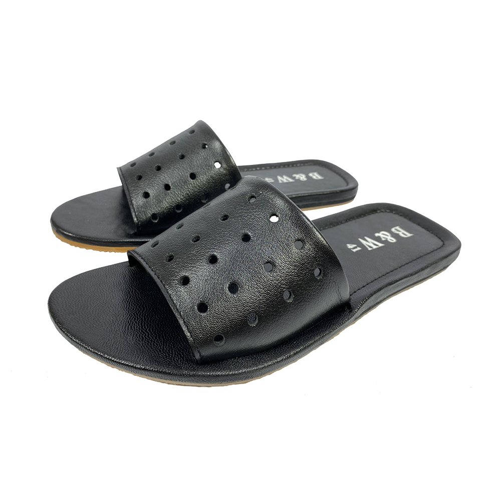 Black and White Leather Casual Sandal For Men - 31010211 - Black