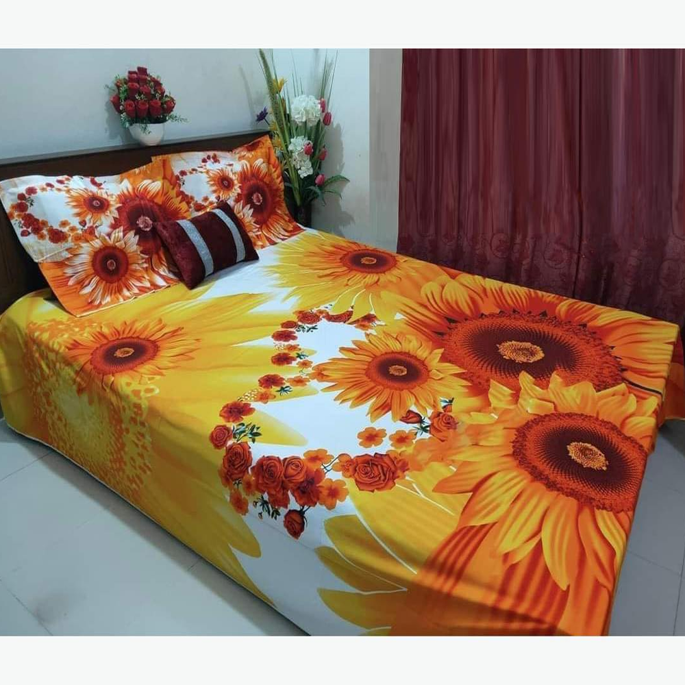 Panel Cotton King Size Bedsheet With Pillow Cover - Multicolor - 192454