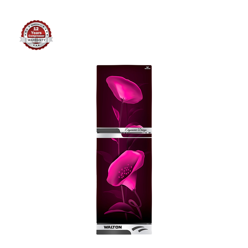 Walton WFE-3E8-GDEN-XX Refrigerator - 358 Liter - Magenta Flower Print 