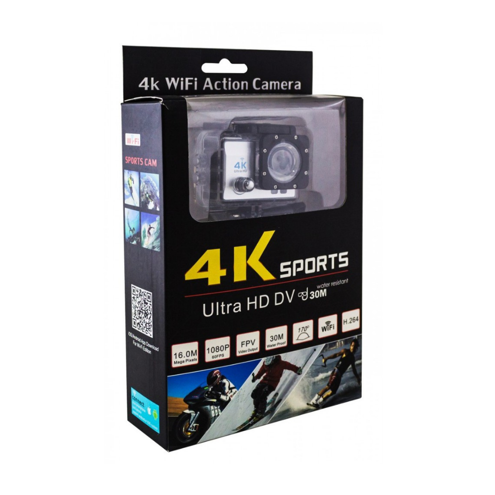 Action Camera 4k Ultra HD With Accessories - Black