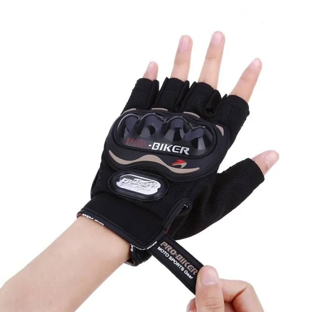 Half Finger Hand Gloves For Biker - Black