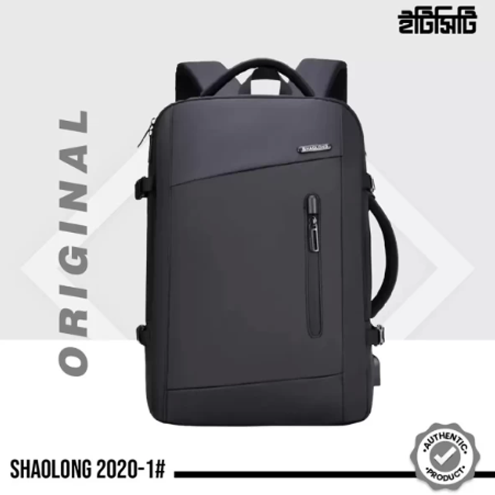 Shaolong 2020-1 Polyester Business Laptop Expandable Backpack - Black