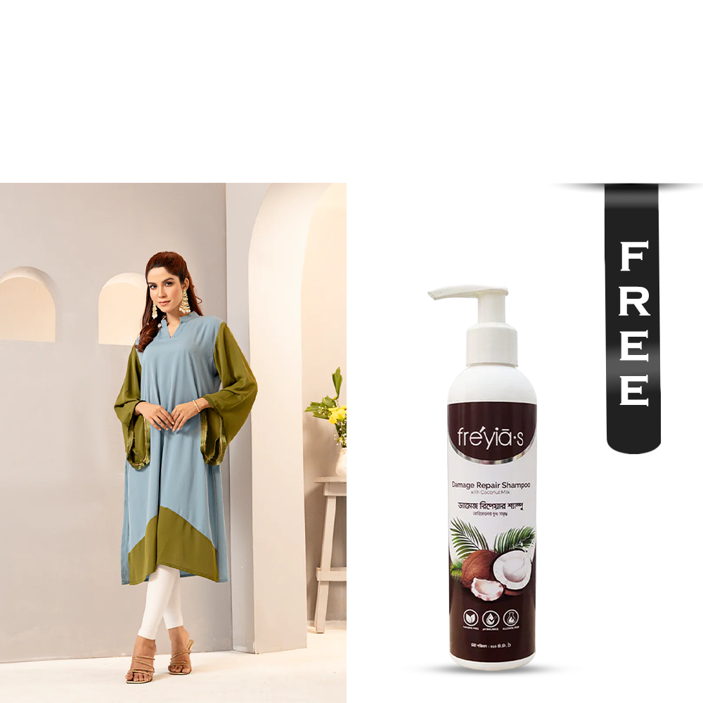 Buy Showstopper Cherry Georgette Kurti for Women - 1223 000292 - Cay and Get Freyias Damage Repair Shampoo with Coconut Milk - 220ml Free