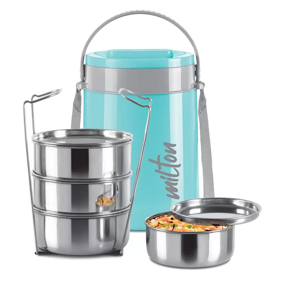 Milton Classic 4 Stainless Steel Containers Lunch Box - Cyan