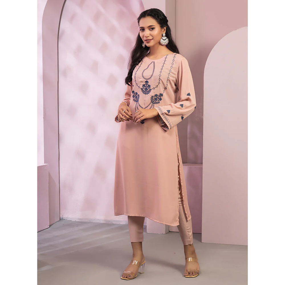 Cherry Georgette Kurti for Women - Baby Pink - 0223-000127