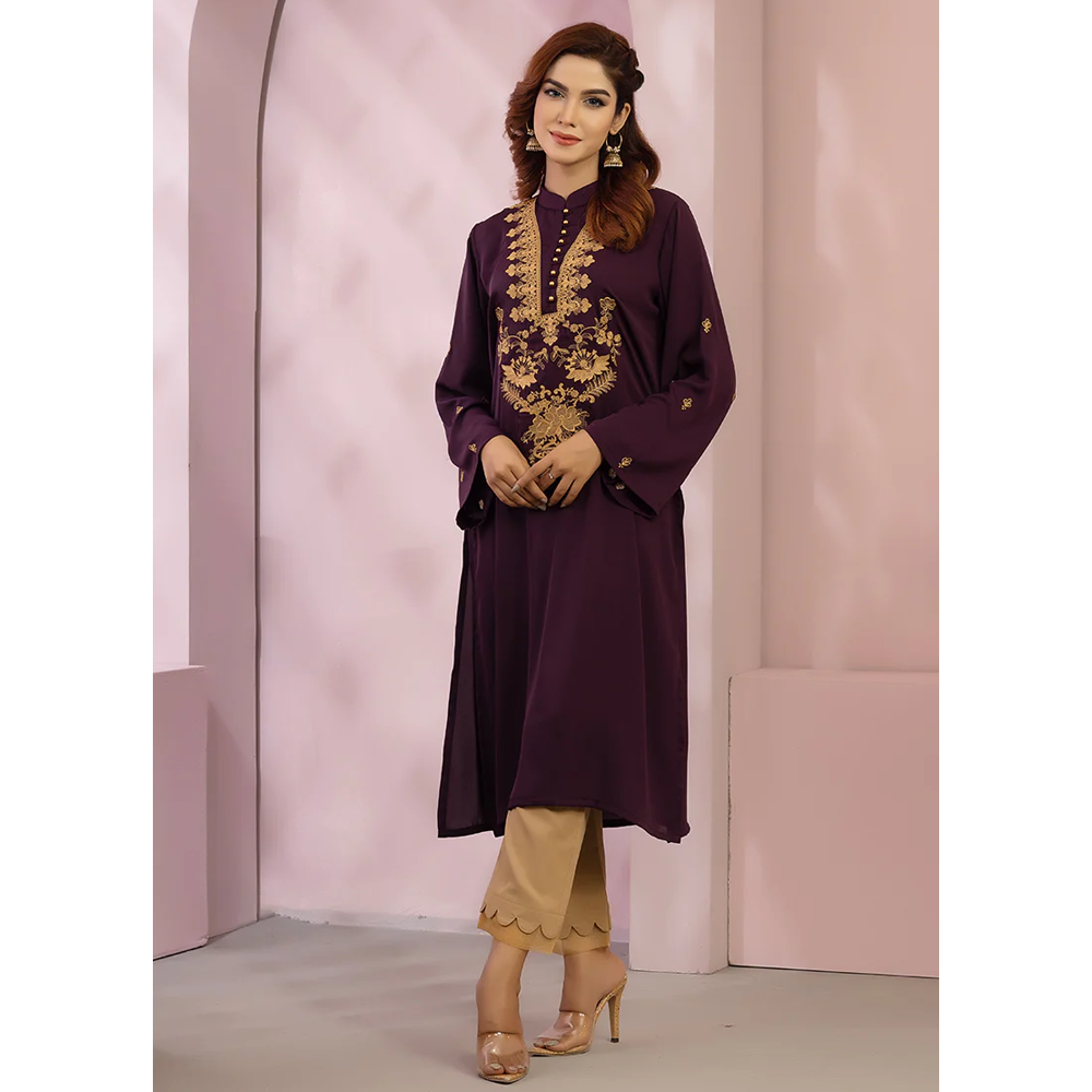 Cherry Georgette Kurti for Women - Deep Purple - 0123-000114