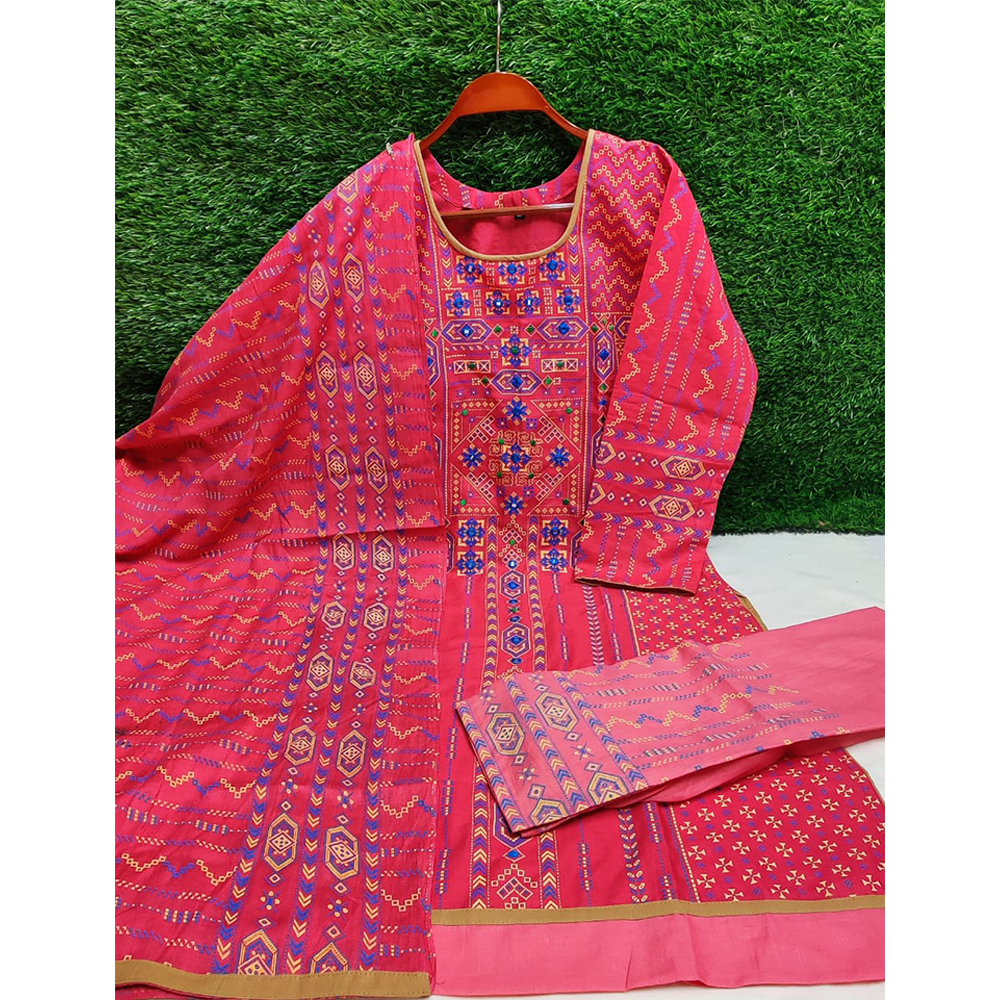 Cotton Salwar Kameez For Women - Deep Pink 