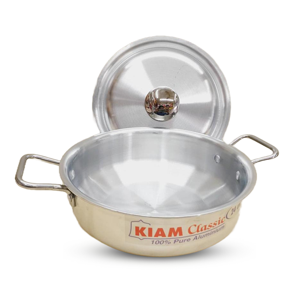 Kiam Aluminum Wok Pan Casserole with Lid - 22cm