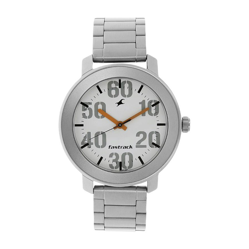 Fastrack Quartz Analog Watch for Men White Dial Stainless Steel Strap