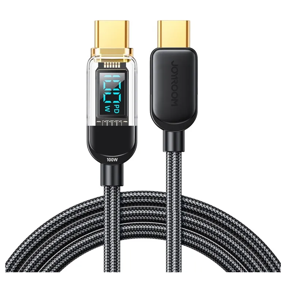 Joyroom Type-C to Type-C Charging Cable with Digital Display - 100W - 1.2m - Black