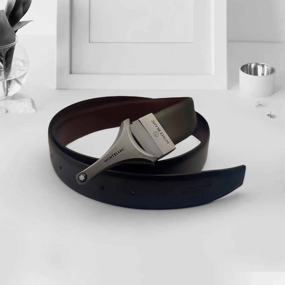 Leather And Metal Belt for Men - Black