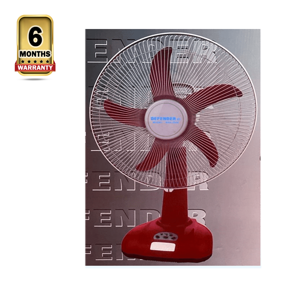 Defender BKK-2926 Rechargeable Multi-Function AC-DC Table Fan - 16 Inch - Red