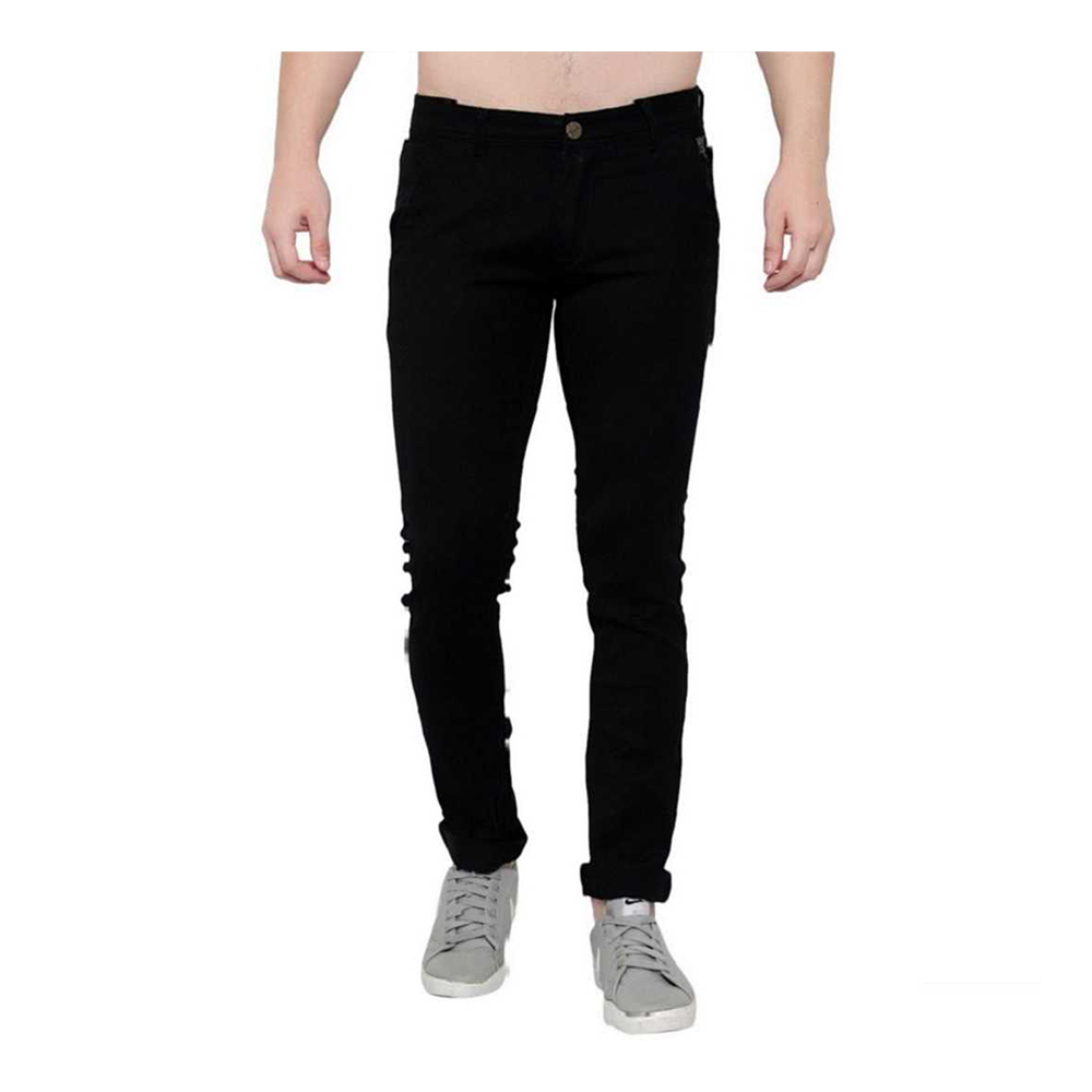 Cotton Semi Stretch Denim Jeans Pant For Men - Deep Black - NZ-13017