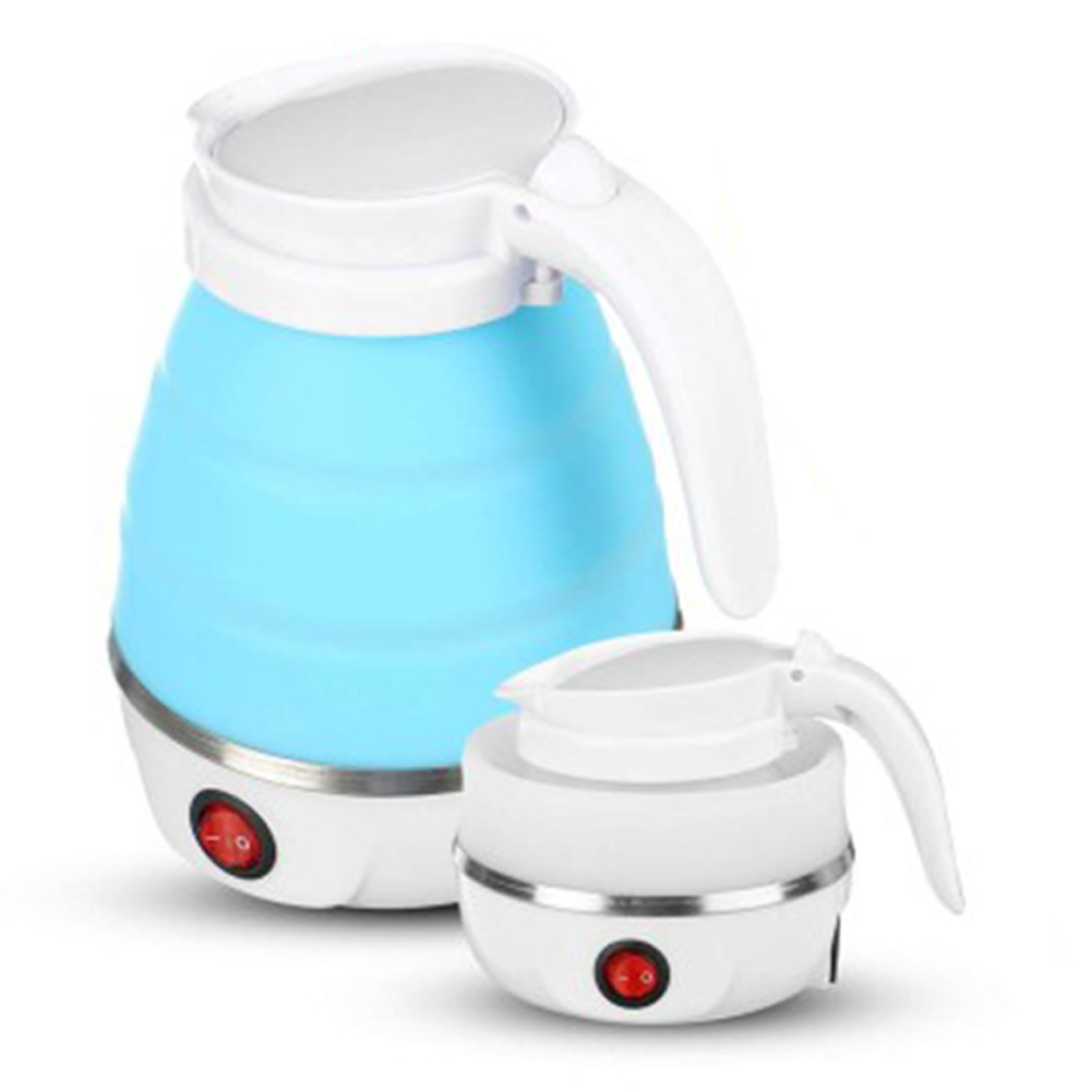 Foldable Silicone Electric Water Kettle - 600ml - White and Blue