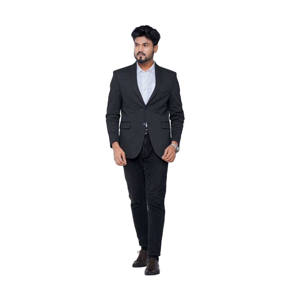 OCODE Cotton Single Blazer For Men -Black Velvet - MB-7796